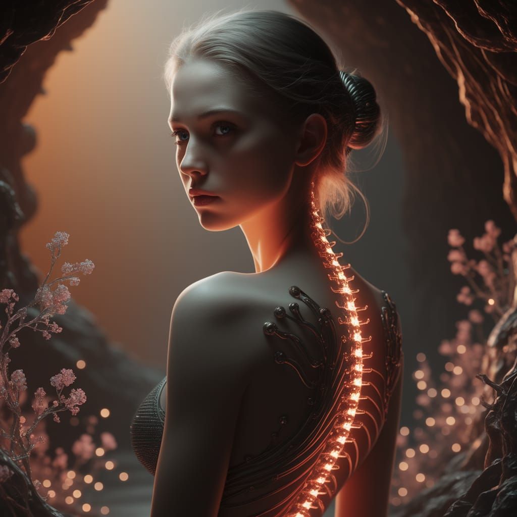 Biomechanical Beauty: Woman in Giger Style