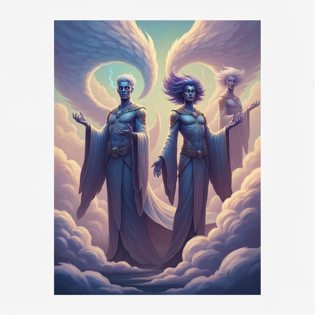 Mythical Wind Gods in Futuristic Digital Art