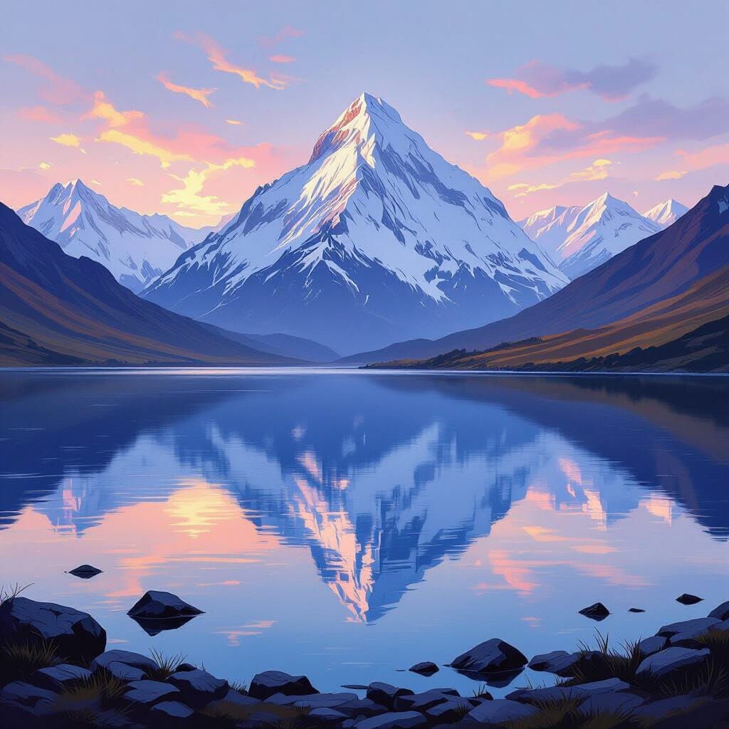 Mount Kailash Reflected in Lake Manasarovar