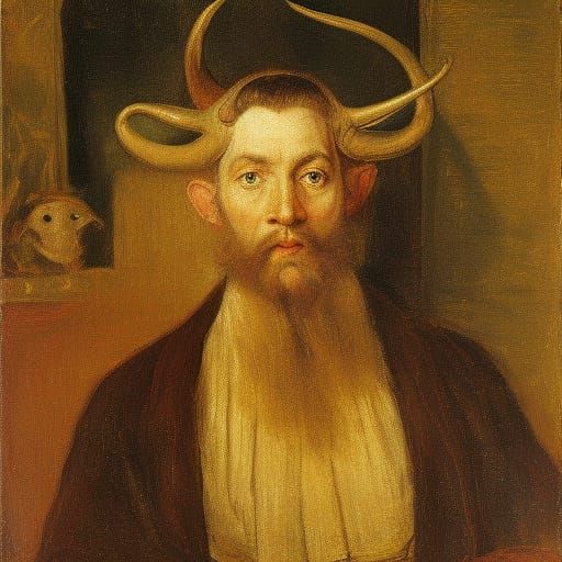 Fantastic Horned Creature Teaching Morality