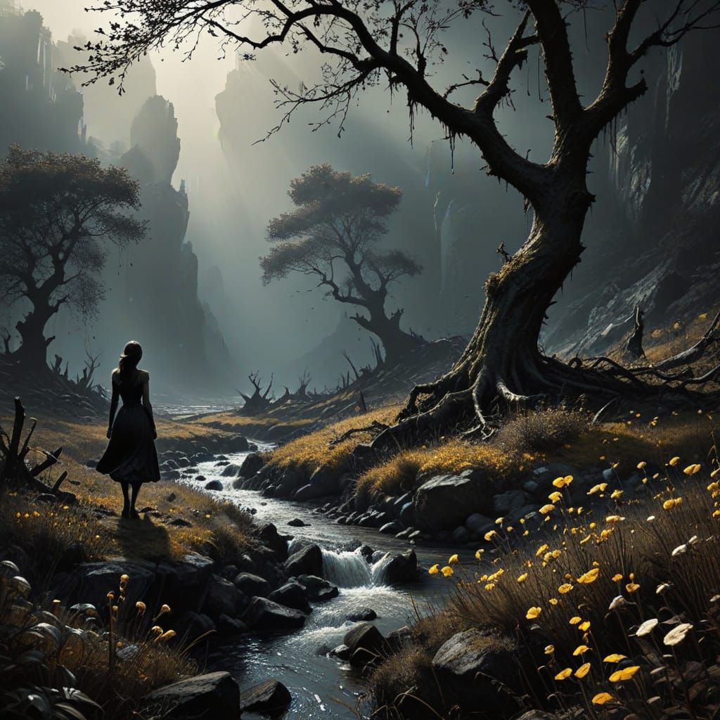 Woman in Debacle Scene: Hyperdetailed 8K Image