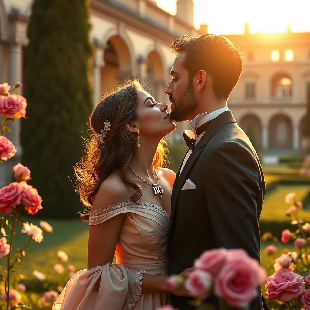 Romantic Italian Renaissance Scene in Vibrant Colors
