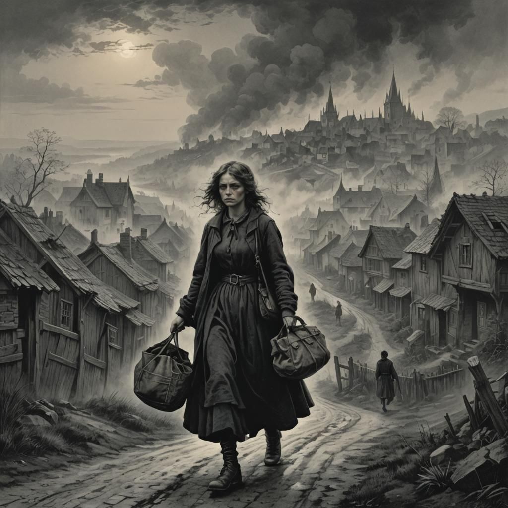 Woman Walking in Mist: Horror Style