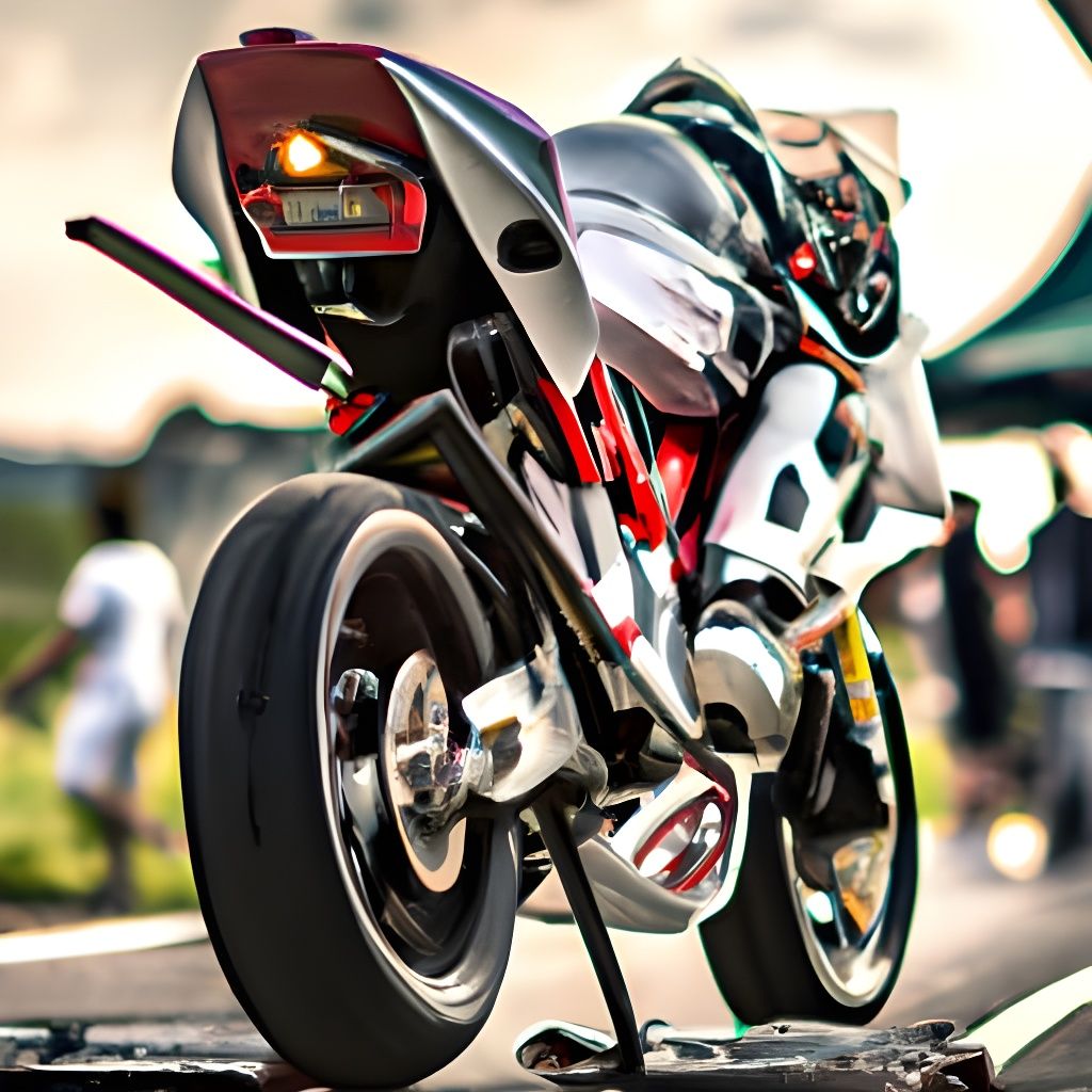 Hyperrealistic Motorbike at Race Start, Rear View