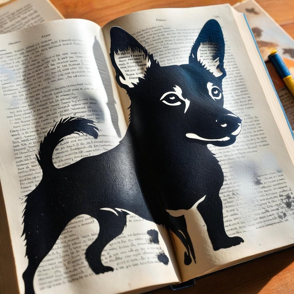 Dog Silhouettes Spray-Painted on Open Book