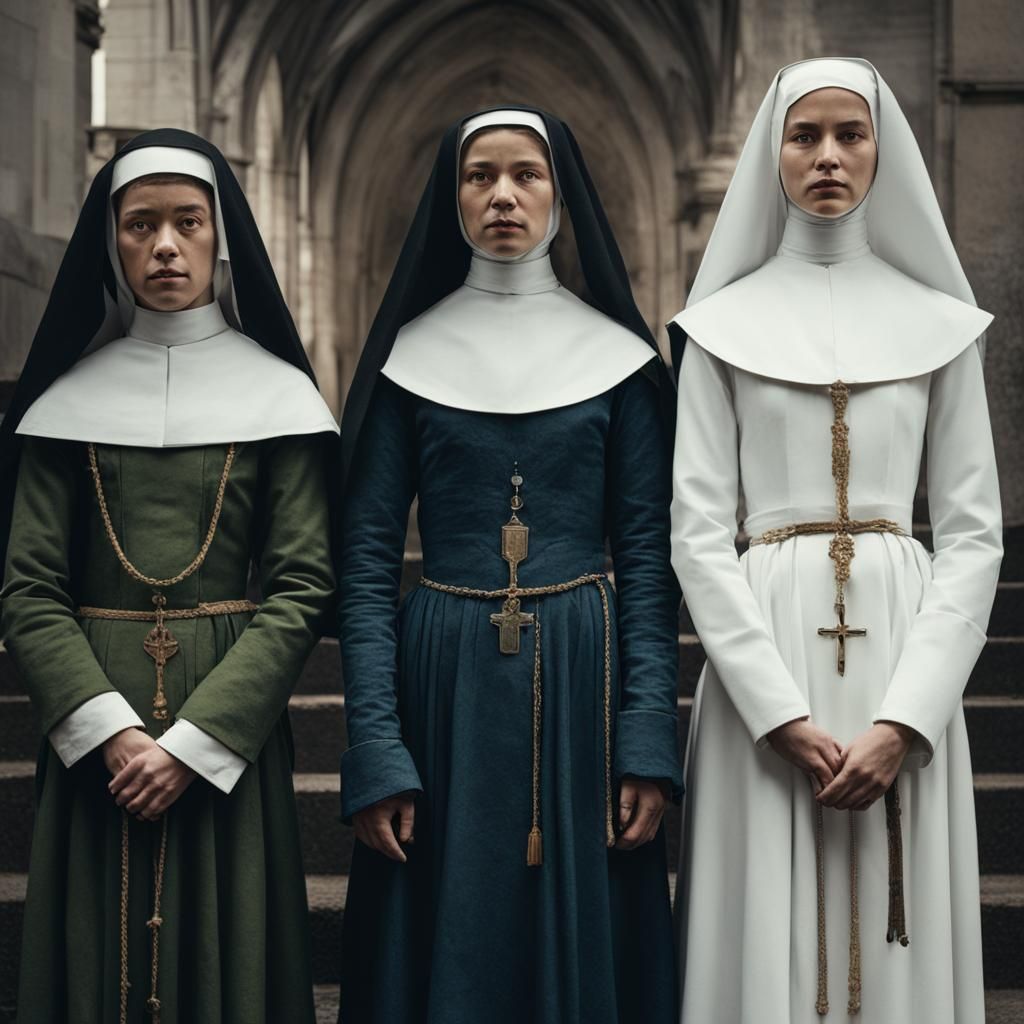 15th Century Nuns at Convent Steps