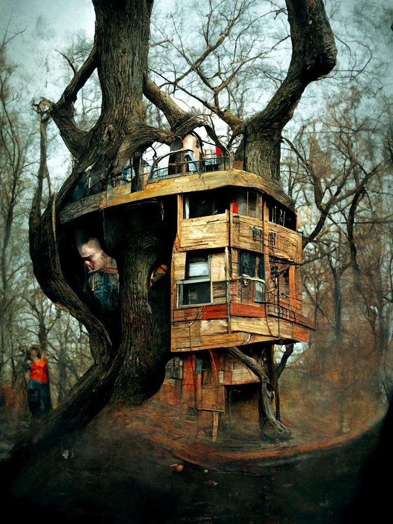 Enchanted Treehouse in Digital Painting Style