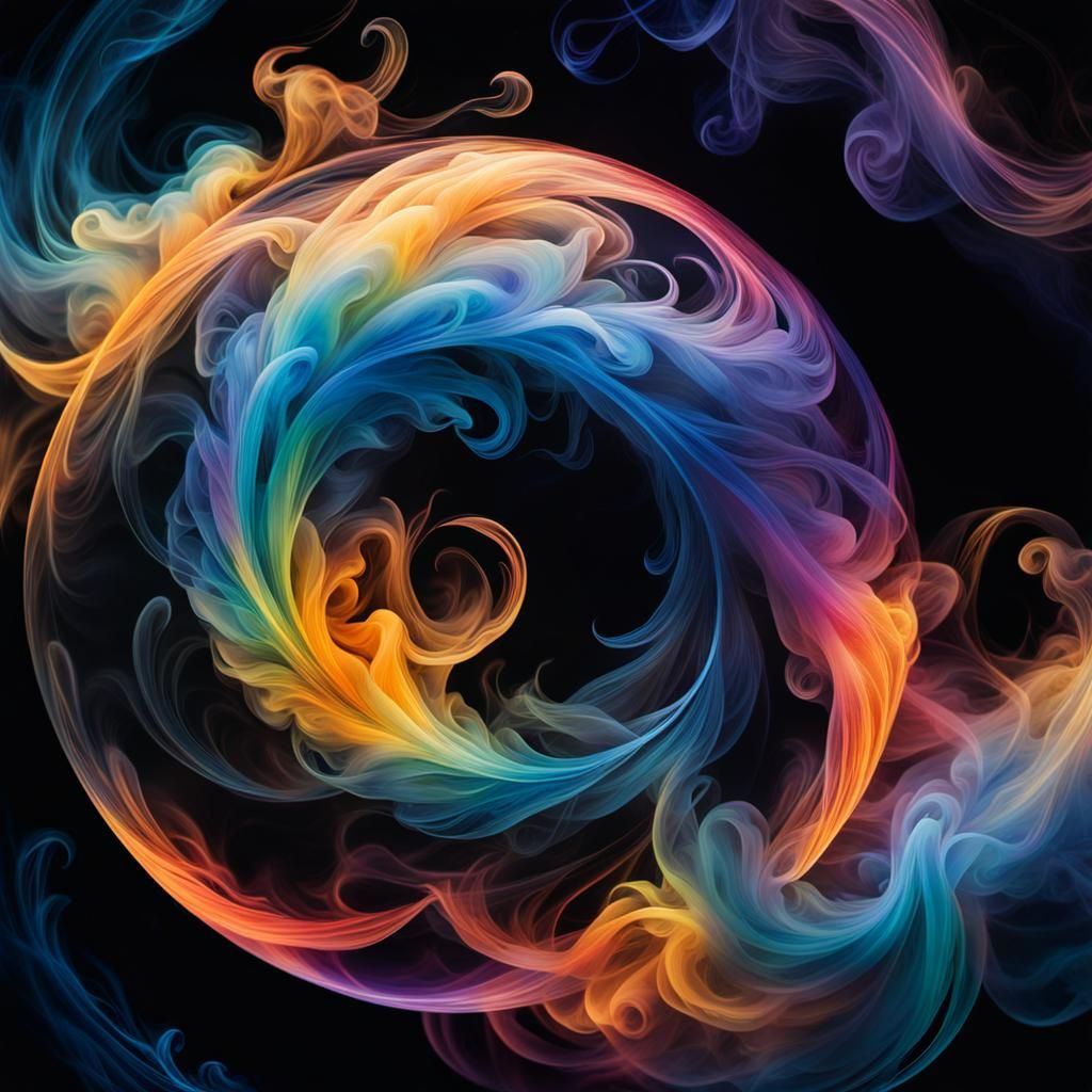 Rainbow Smoke Orb in Watercolor Style