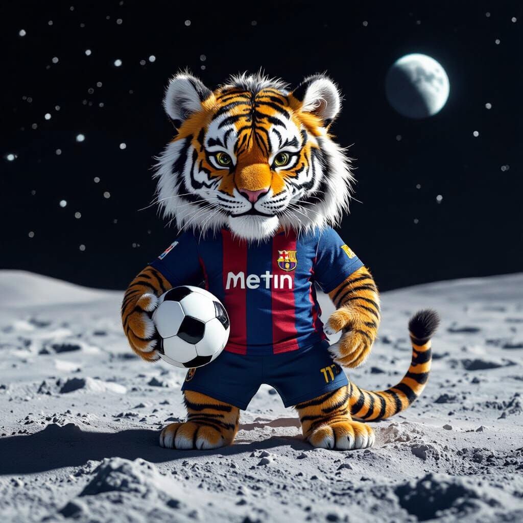 Hybrid Animal Soccer Star on the Moon