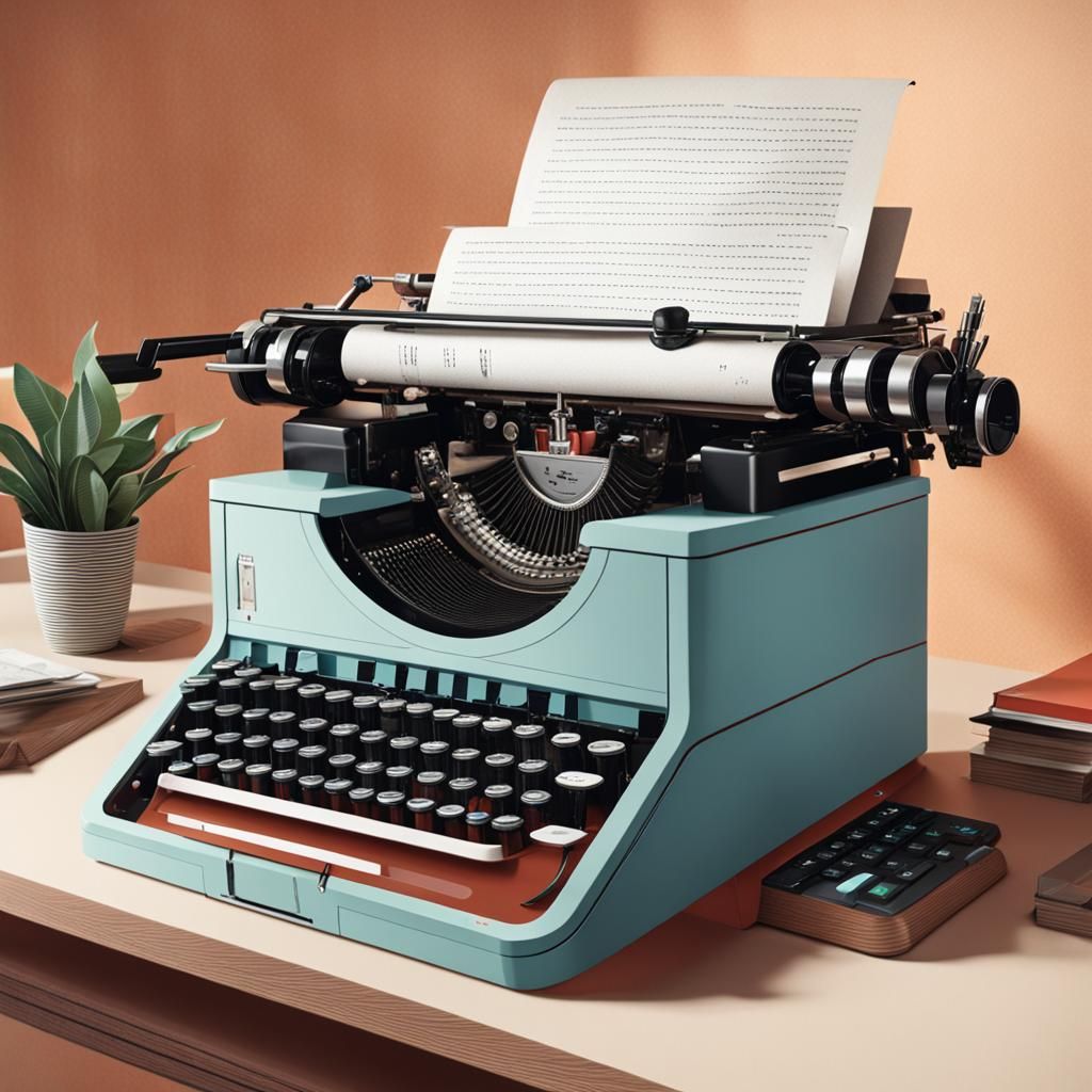 Typewriter in a Futuristic Office Space