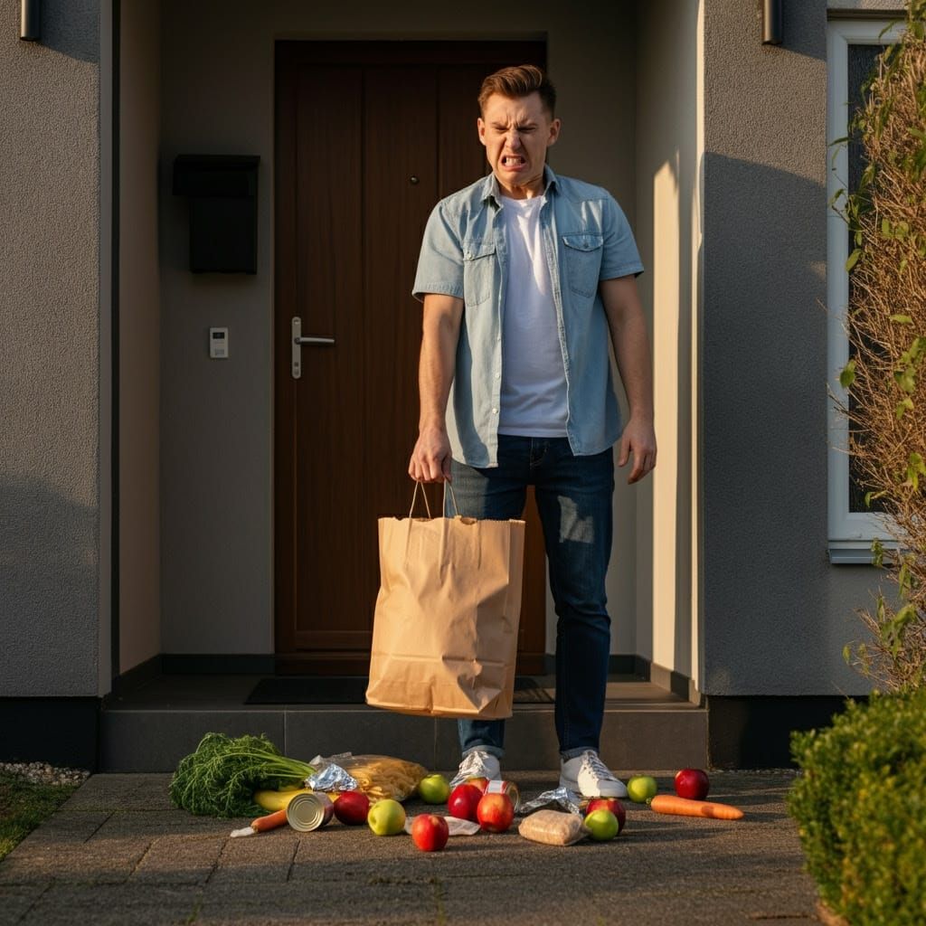 Angry Homeowner Discovers Ruined Paper Shopping Bag