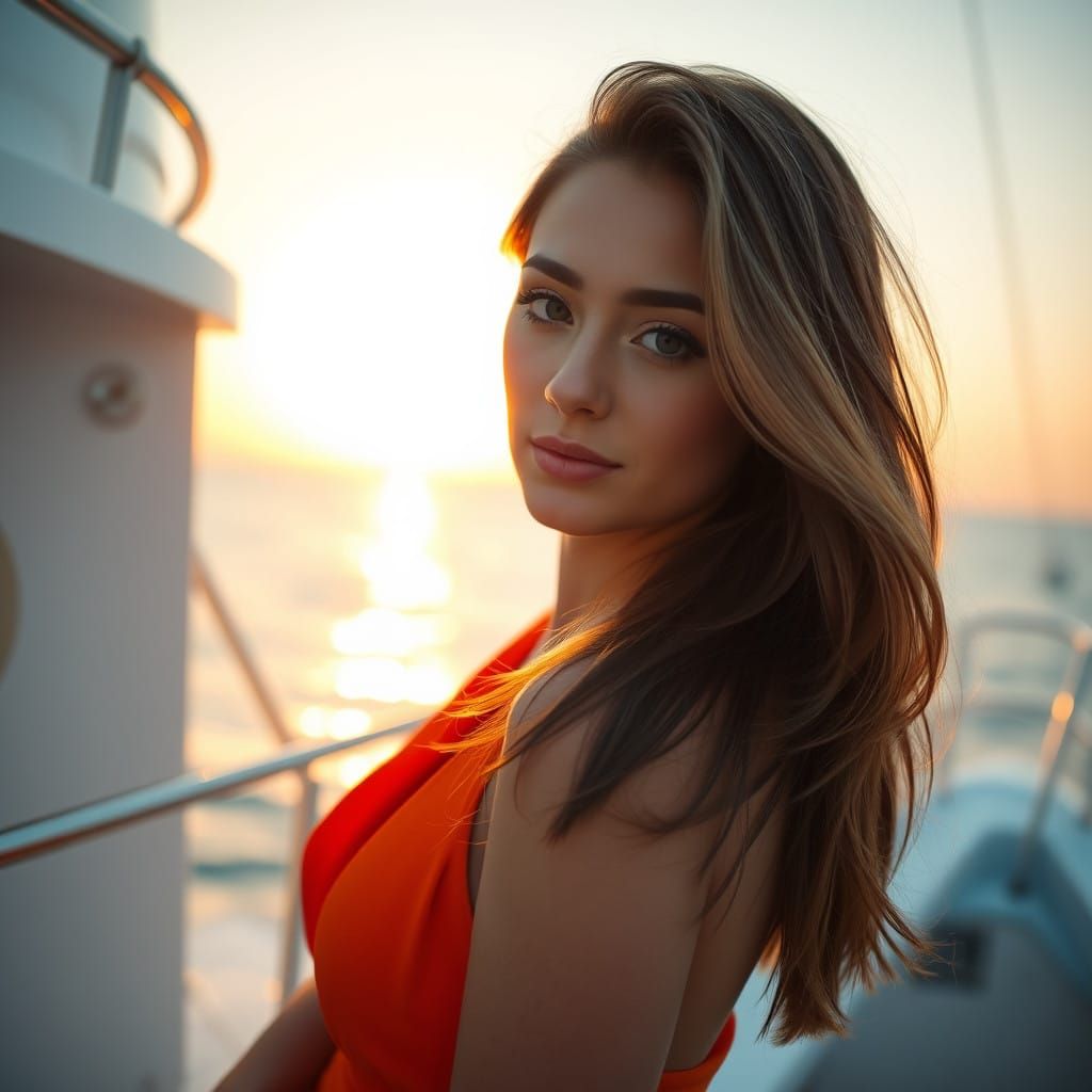 Glamorous Yacht Portrait at Sunset