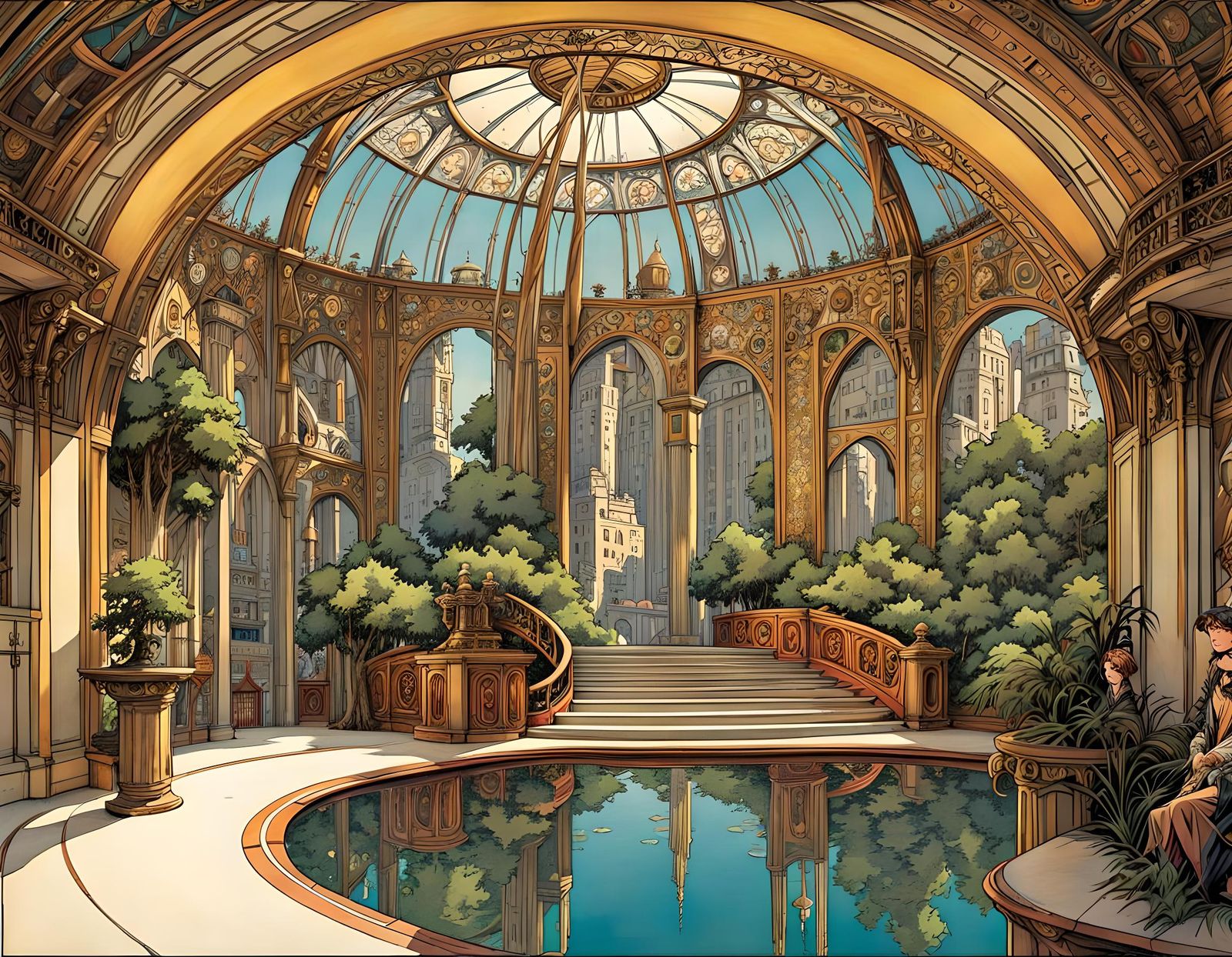 Art Nouveau Comic Book Art of Mnemosygne Terrace