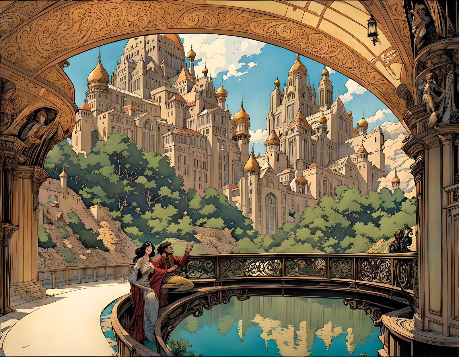 Art Nouveau Comic Book Panels: Mnemosyne Terrace