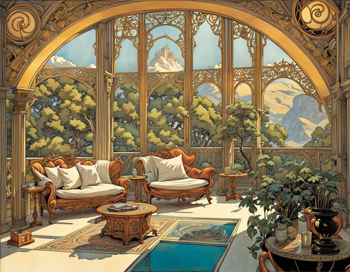 MNEMOSYGNE TERRACE Comic Art Nouveau Style