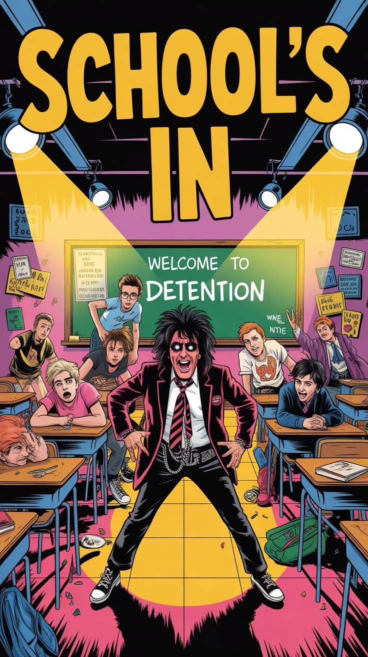 Alice Cooper's Chaotic Classroom: A Comic Book Movie Poster