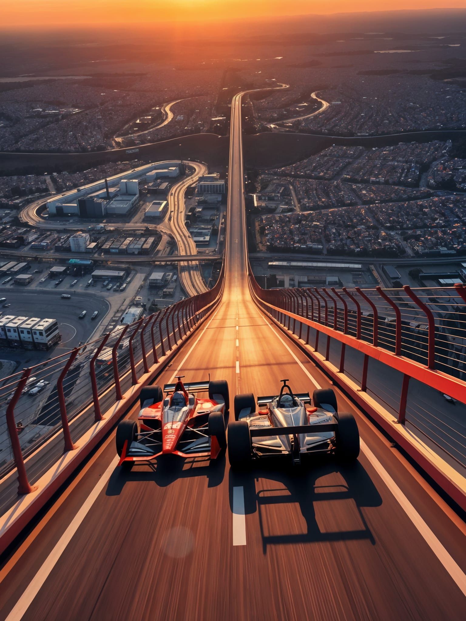 Thrilling Indy Cars Soar Above City Skyscrapers