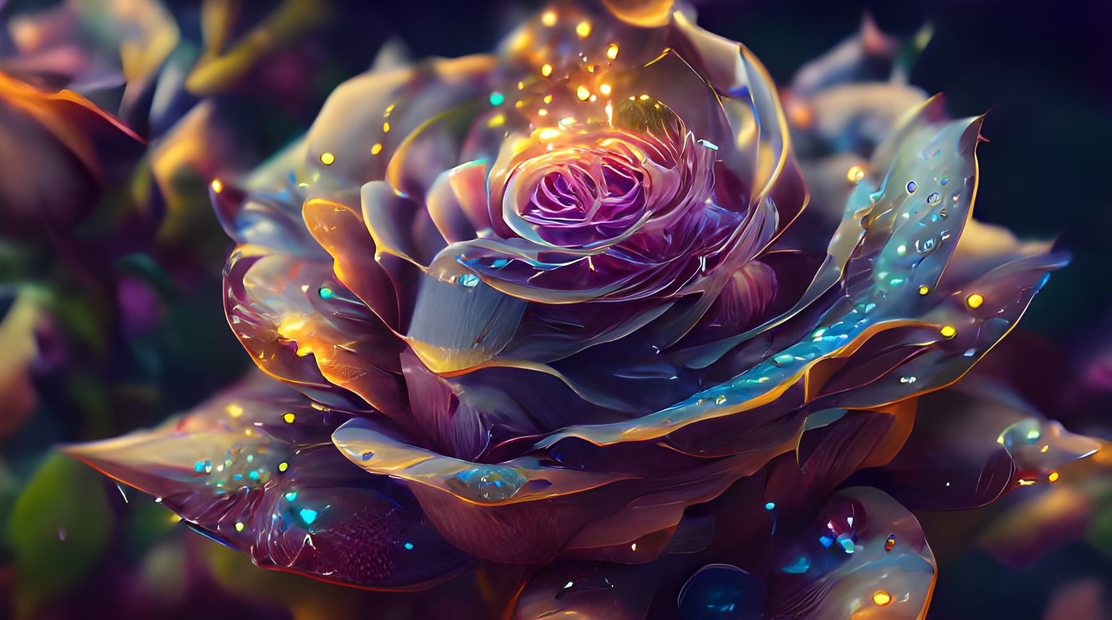 Cosmic Alien Zen Garden with Shimmering Flora