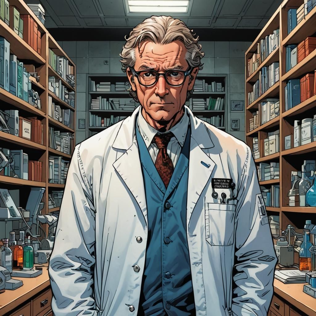 Dr. Brain in Comic Book Art Style