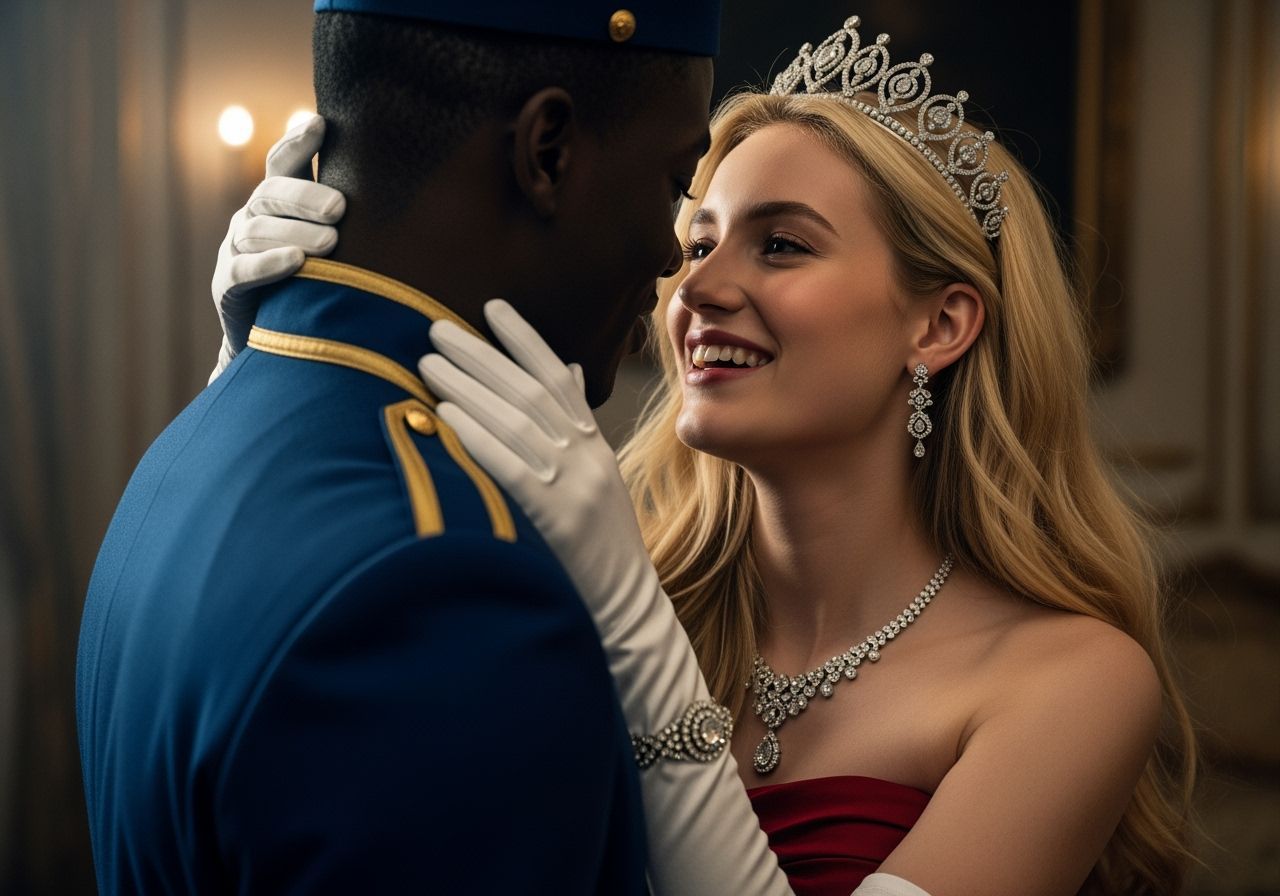 Romantic Moment: Princess and Bellboy in Luxury Suite