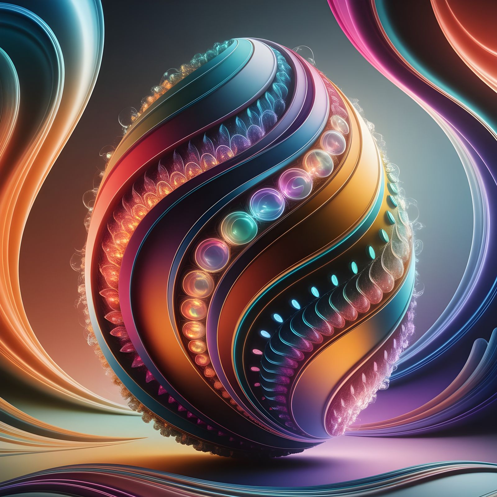 Whimsical Easter Egg in Ethereal Landscape