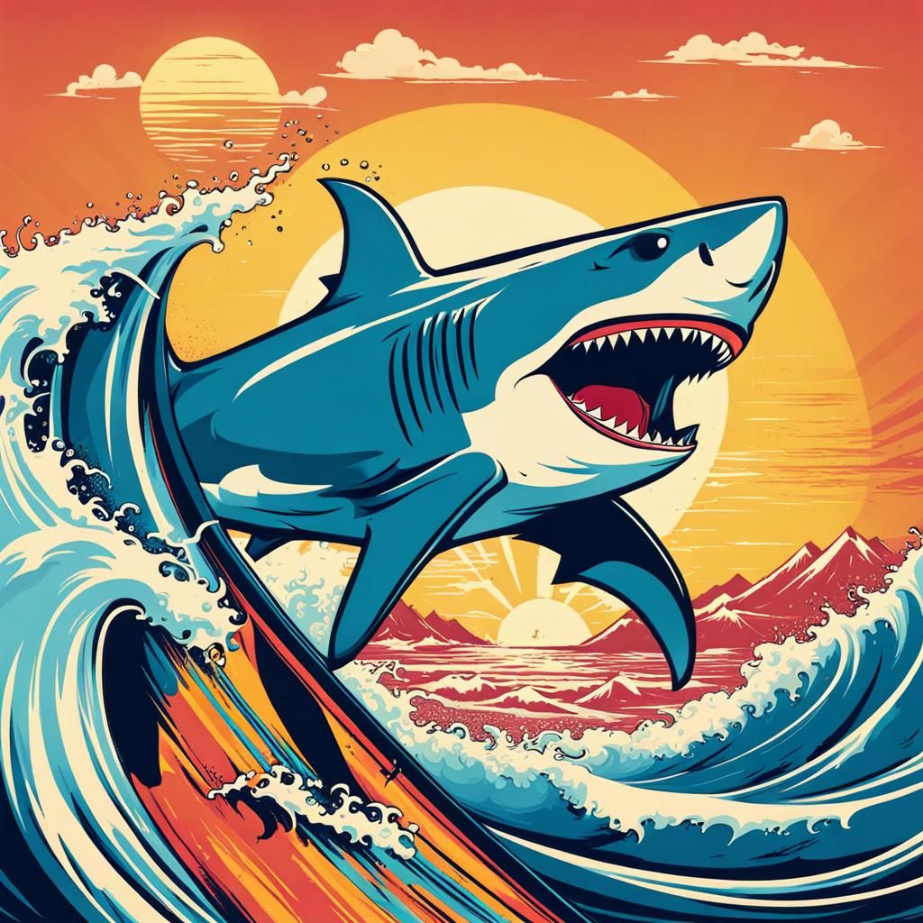 Shark Surfing a Wave on a Sunny Day