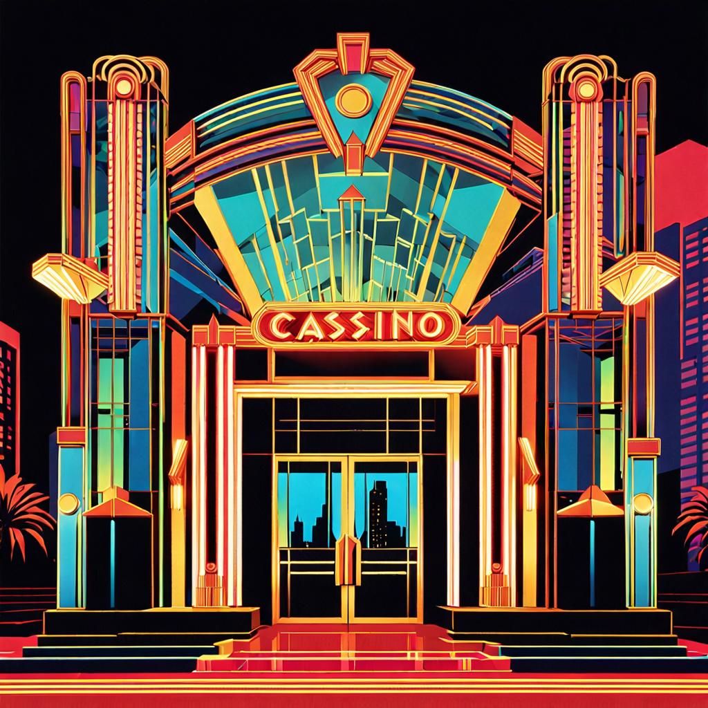 Art Deco Casino Entrance in Screen Print Style