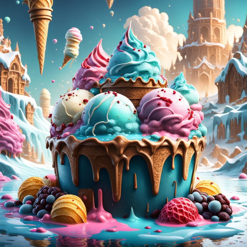 Fantastical Ice Cream Concept Art in 8K