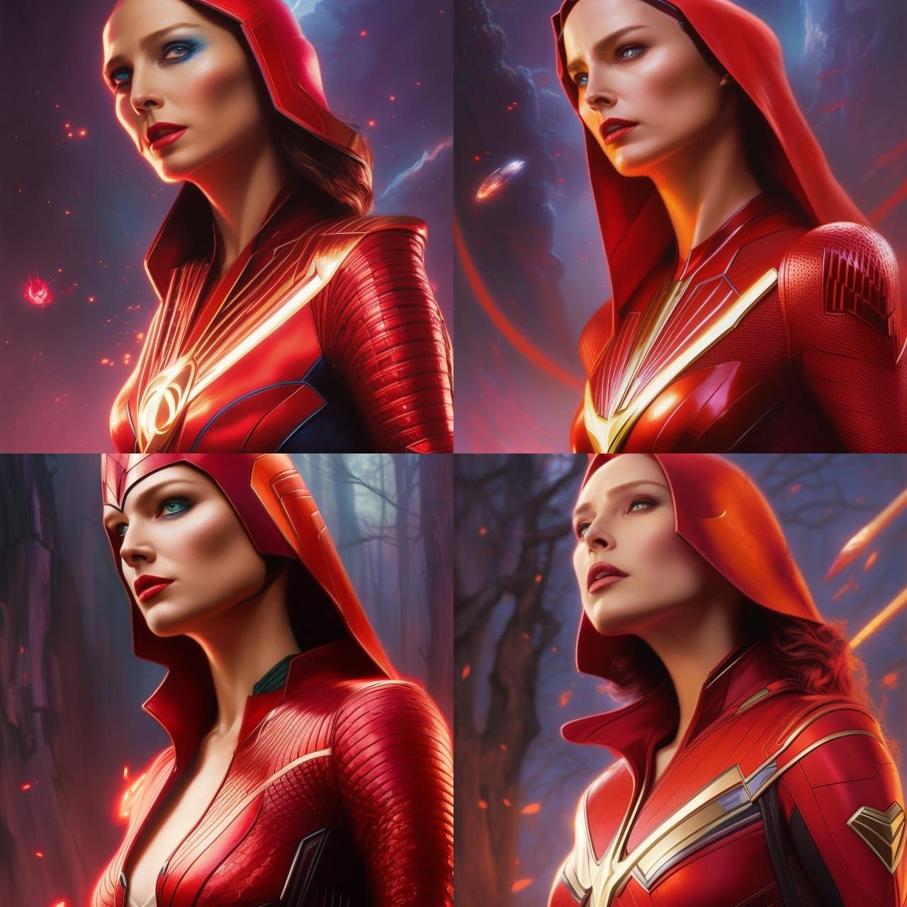 Scarlet Witch Crayon Caricature in Comic Art Style