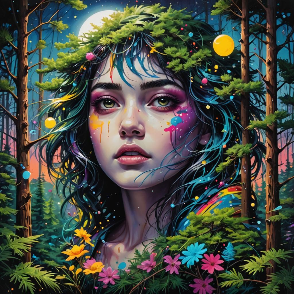 Surreal Graffiti Art: Georgia in Moonlight