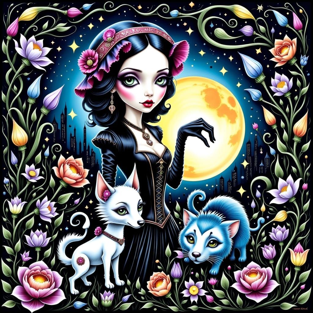 Luna Lovegood and Crumple-Horned Snorkack in Alcohol Ink