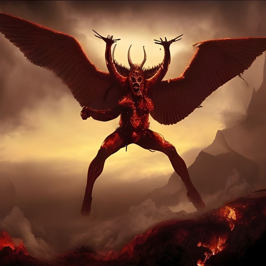 Epic Satan in Hell Digital Matte Painting
