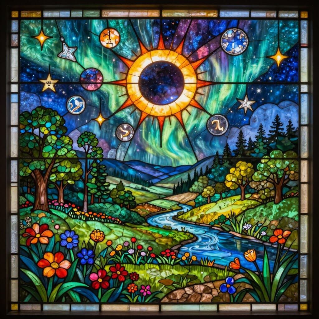 Stained Glass Valley Under Solar Eclipse