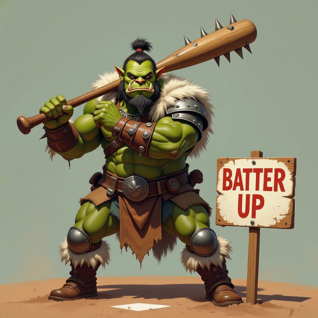 Ogre Ready to Bat in Hyperrealistic Concept Art