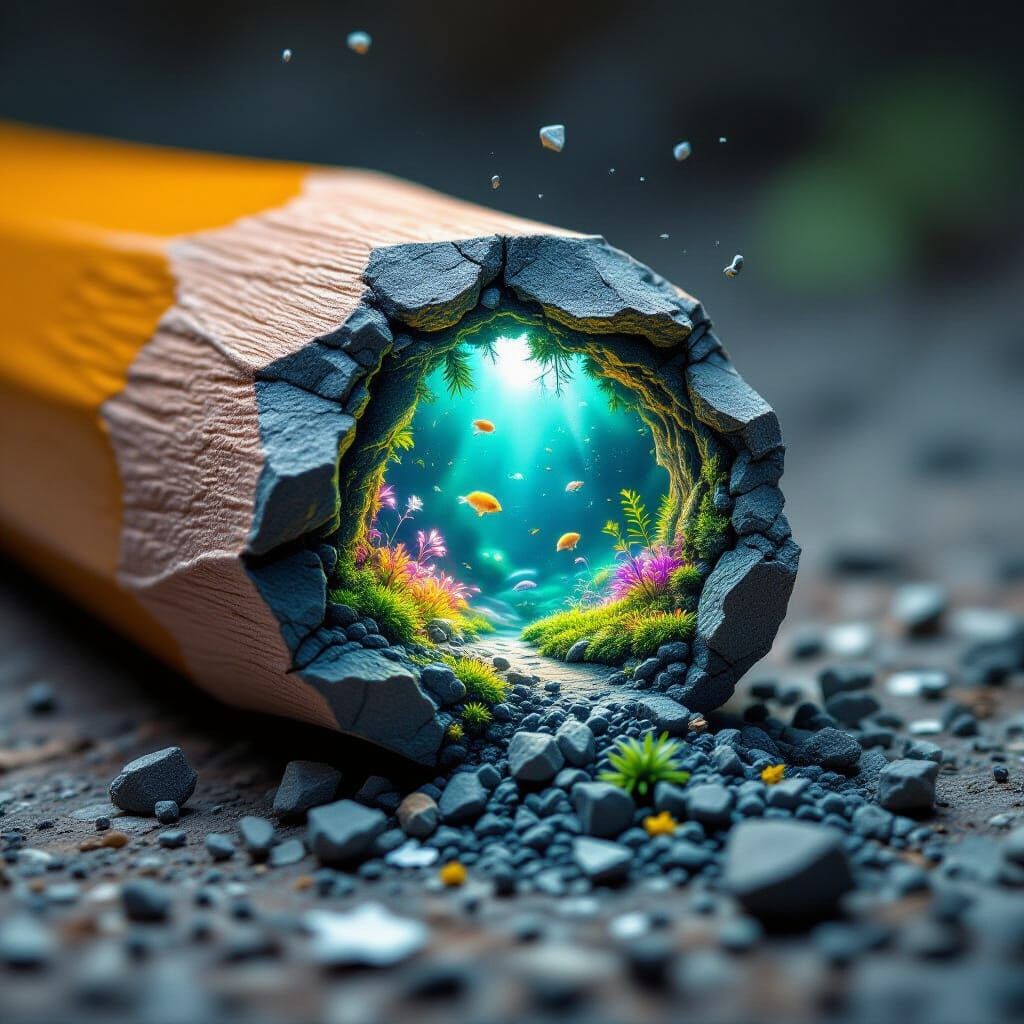 Colossal Pencil Portal Reveals Miniature Bioluminescent Ecos...