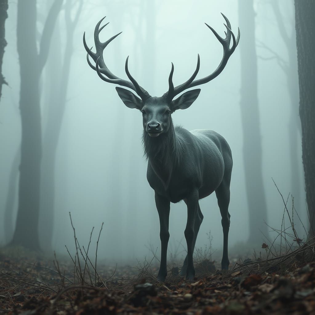 Eldritch Forest Ghost Deer Foggy