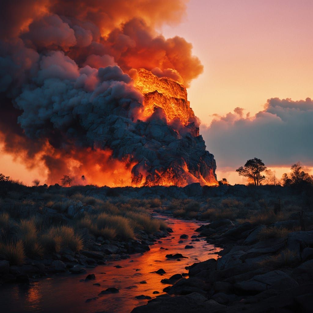 Vibrant Sunset Over a Blazing Forest Fire