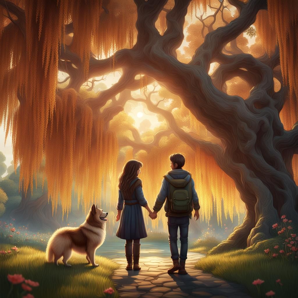 Lovers Under Willow Tree: Fantasy Concept Art
