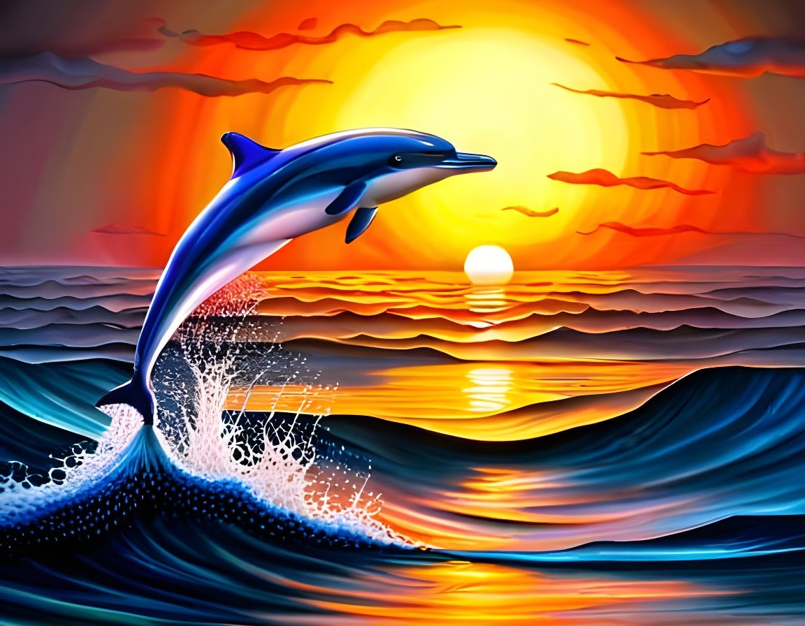 Dolphin, leaping upwards out of the ocean