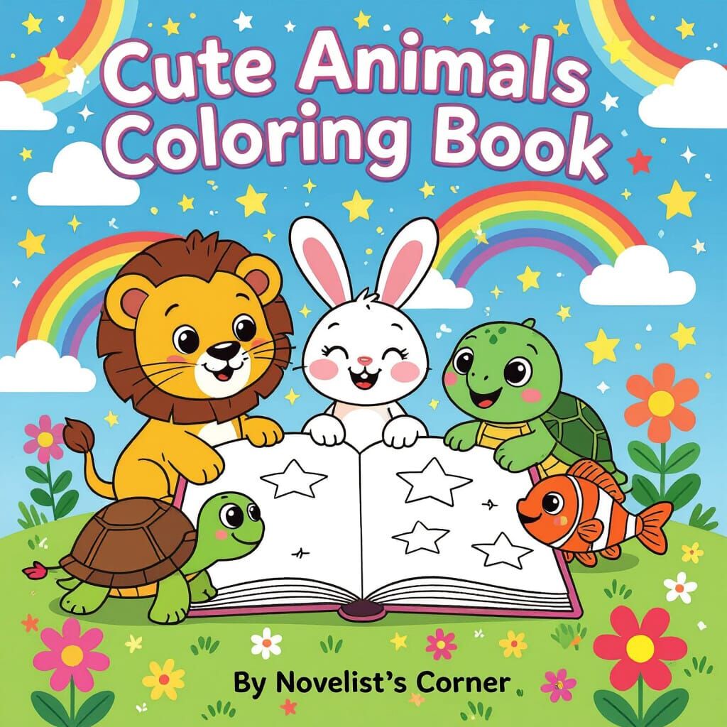 Cute Animals Coloring Book with Pixar Style Art