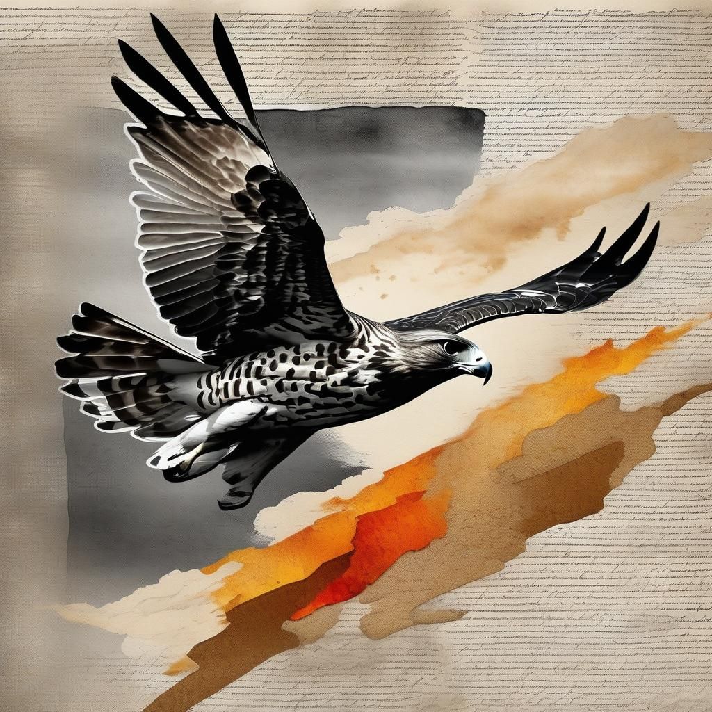 Hawk in Flight: Abstract Monochrome Art
