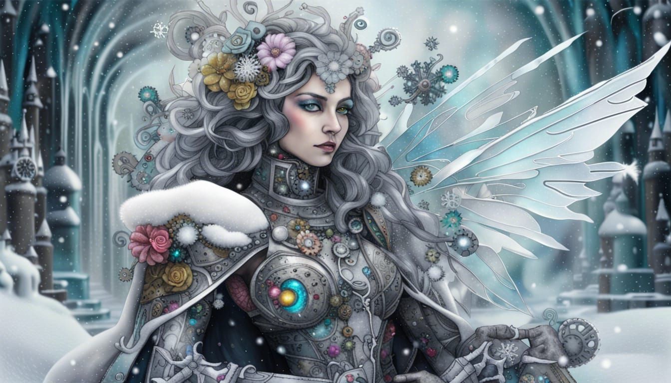 Steampunk Aether powered ,winged mecha, Crystal ice mecha,  ...