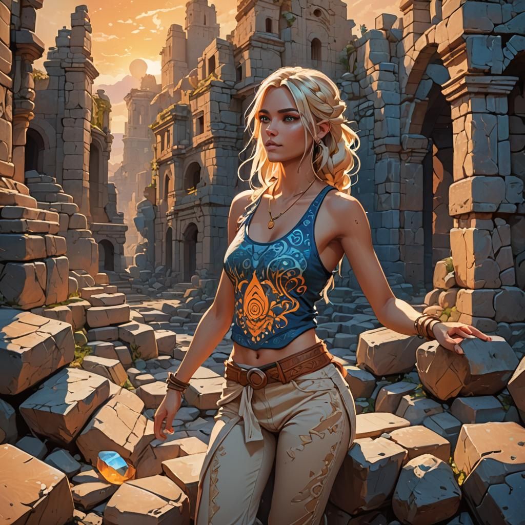 Fantasy Girl Posing in Zandalar Ruins
