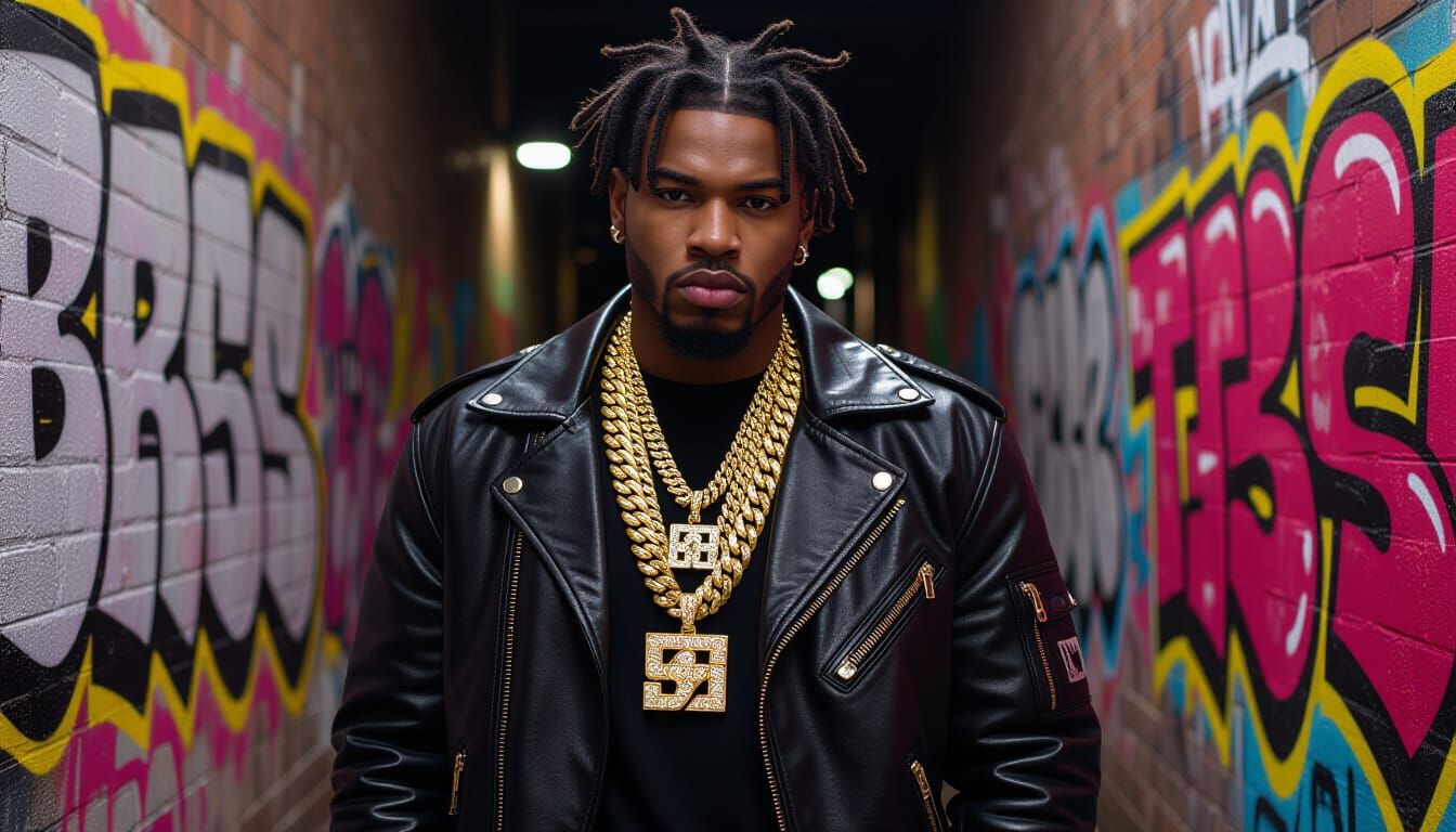 Hip Hop Singer in Street Art Style