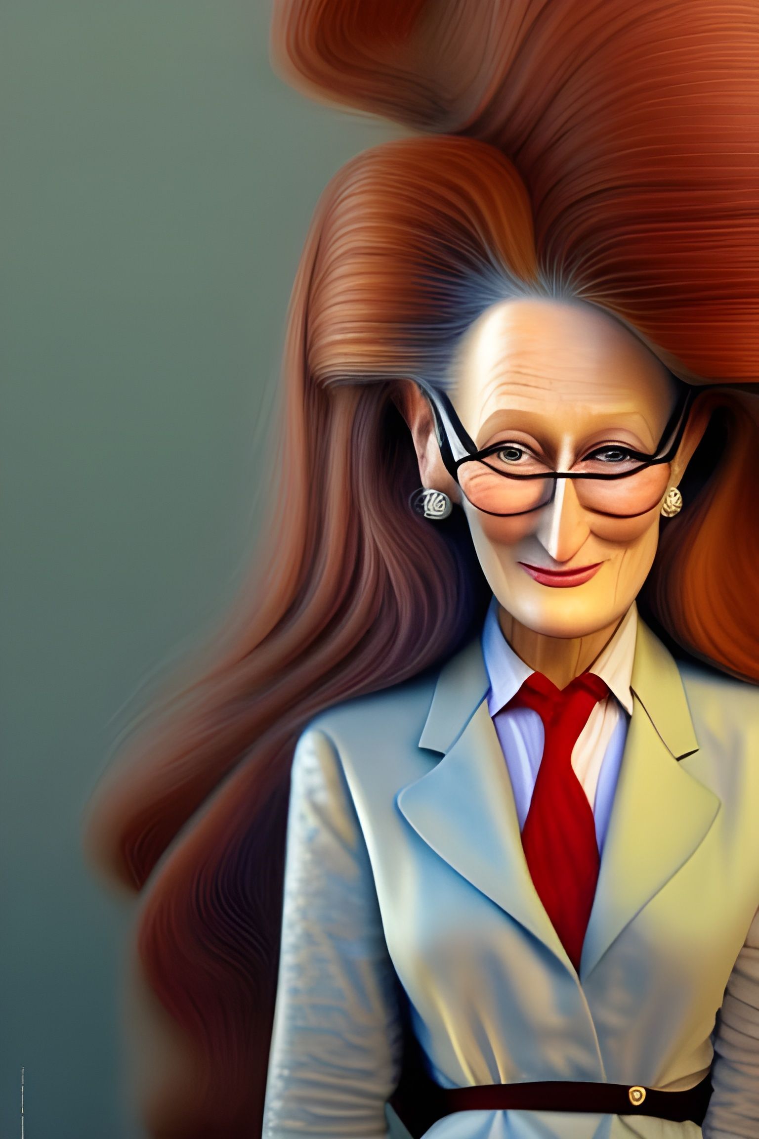 Expressive Cartoon Portrait of a Woman