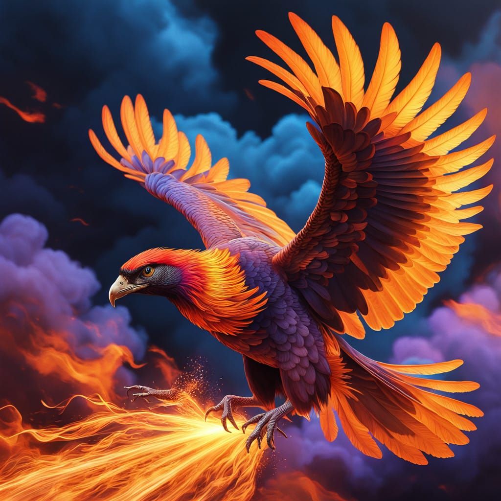 Ethereal Phoenix in Flight: Hyperrealistic HDR Masterpiece