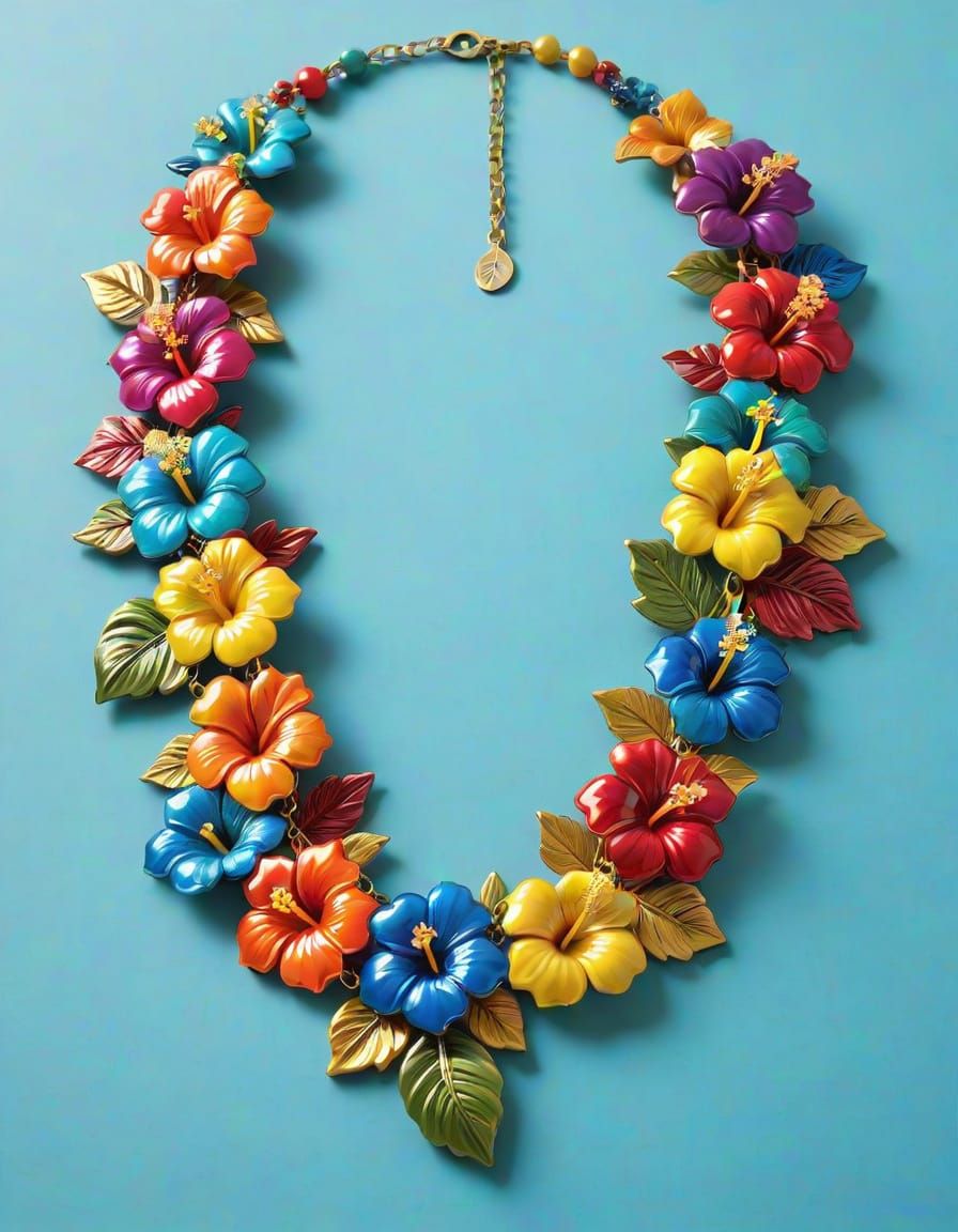 Multicolor Hibiscus Flower Necklace