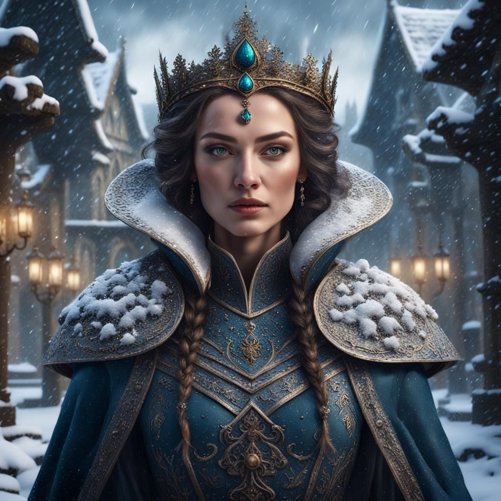 Medieval Princess in Snowstorm: Fantasy Concept Art