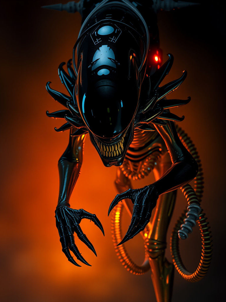 Alien Xenomorph Monster in Biomechanical Style
