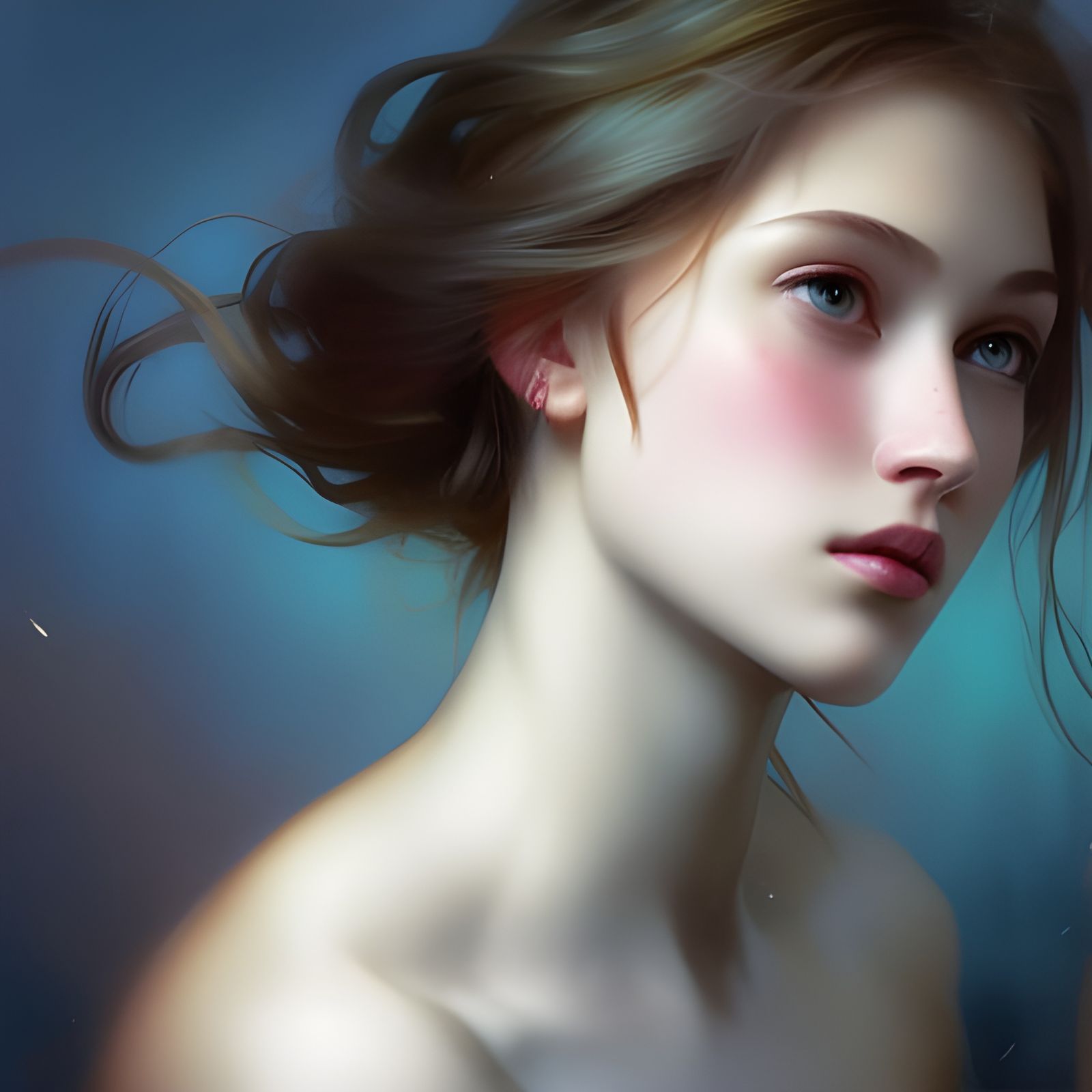 Young Love: Delicate Portrait in Art Nouveau Style